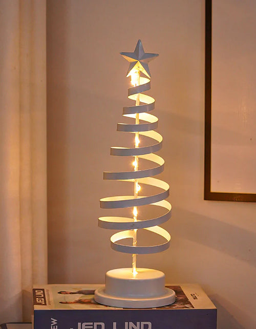 Load image into Gallery viewer, “LED Spiral Christmas Tree Lamp – Wrought Iron Desk Ornament for Festive Decor”
