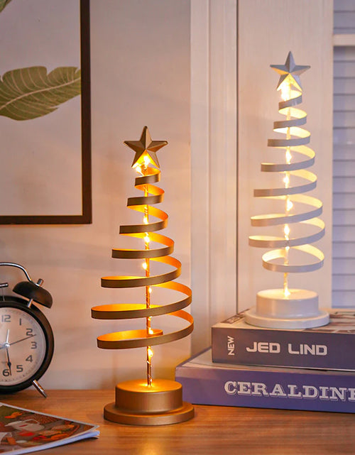 Load image into Gallery viewer, “LED Spiral Christmas Tree Lamp – Wrought Iron Desk Ornament for Festive Decor”
