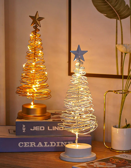Load image into Gallery viewer, “LED Spiral Christmas Tree Lamp – Wrought Iron Desk Ornament for Festive Decor”
