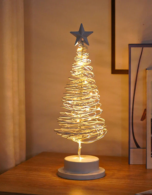 Load image into Gallery viewer, “LED Spiral Christmas Tree Lamp – Wrought Iron Desk Ornament for Festive Decor”
