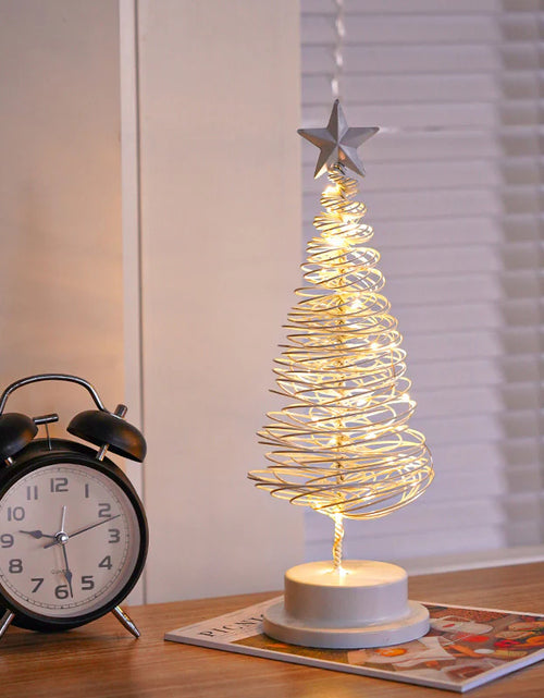 Load image into Gallery viewer, “LED Spiral Christmas Tree Lamp – Wrought Iron Desk Ornament for Festive Decor”
