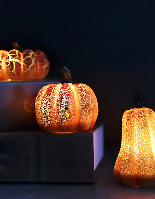 Load image into Gallery viewer, LED Pumpkin Lantern – Luminous Resin Halloween Candle Lamp for Spooky Decor
